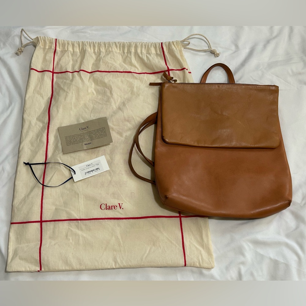 Clare V Tan Leather Backpack - Agnes Cuoio Vachetta